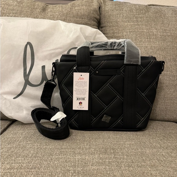 Lug Dory Matte Luxe VL Crossbody Bag Black Icepop Stitch NWT - Picture 1 of 7